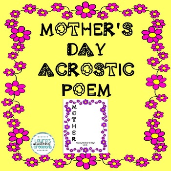 Mother S Day Acrostic Worksheets Teachers Pay Teachers