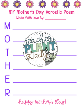 Mother S Day Acrostic Poem Brainstorm Web Pdf Google Slides