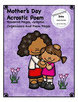 Preview of Mother's Day Acrostic Poem - Research Pages, Graphic Organizers, Poem Pages