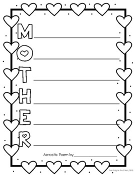 Preview of Mother's Day Acrostic Poem - Template and Coloring Sheet