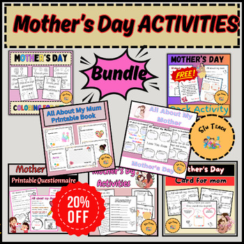 Preview of Mother’s Day Activities Bundle ,Worksheets All about  my mom  Happy Mother's Day
