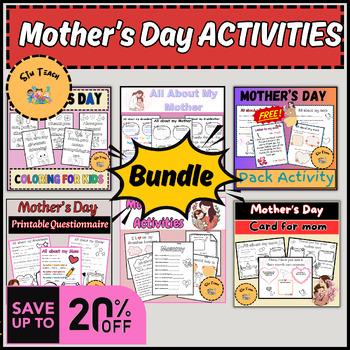 Preview of Mother’s Day Activities Bundle ,  Worksheets All about  my mom ,Printable pack