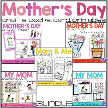 Preview of Mother's Day Activities Crafts, Card, Adapted Books, BUNDLE SPED Speech