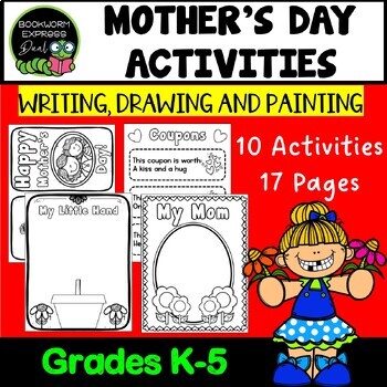 Preview of Mother's Day Activities: Letter/Portrait/Handprint/Coupons/Card