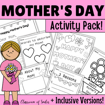 Preview of Mother's Day Activities Packet ELA - Writing - Coloring - Inclusive - NO PREP