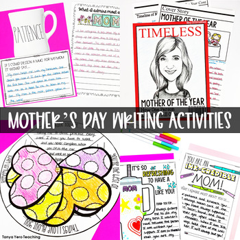 Preview of Mother's Day Writing Activities 2024 Crafts Cards and More Mothers Day