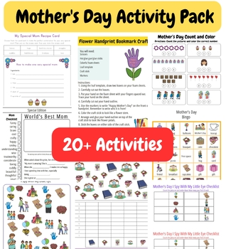 Preview of Mother's Day Activity Bundle for K-2nd Grade | Mother's Day Activities, Craft,..