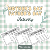 Mother's Day Activity | Father's Day Newspaper Postcard | 