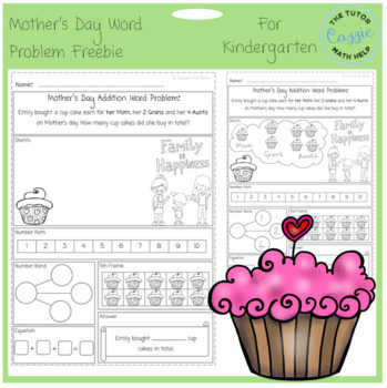 Preview of Mother's Day Addition Word Problem Freebie for K.OA 2.0