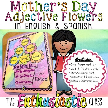 Mother S Day Adjective Flowers In English Spanish Craft Tpt