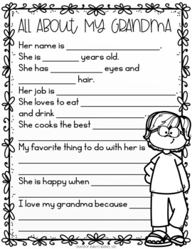 Mother's Day All About Mom Activity! Grandma and Aunt template included!