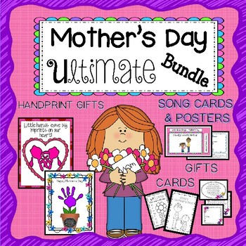Preview of Mothers day handprint poem editable 25 versions and 30 Print and Go Cards