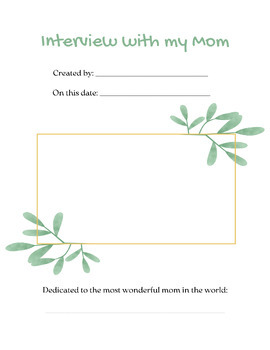 Preview of Mother's Day Booklet: Interview with my Mom (No prep!)