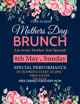 Preview of Mother's Day Brunch Party Flyers 4 Fully Customize your Flyer Ready to Edit!