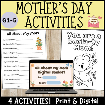 Preview of Mother's Day Bundle: All About My Mom Activities, Mother's Day Cards, Coloring