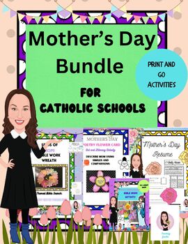 Preview of Mother's Day Bundle For Catholic Schools. Print and Go.