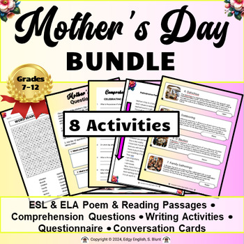 Preview of Mother's Day Bundle| Poem & Reading Passage | Writing Activities | Questionnaire