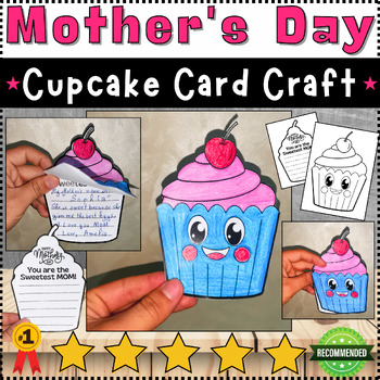 Preview of Mother's Day Card Art Craft - Cupcake Writing Craft -Writing Prompt-Gift for Mom