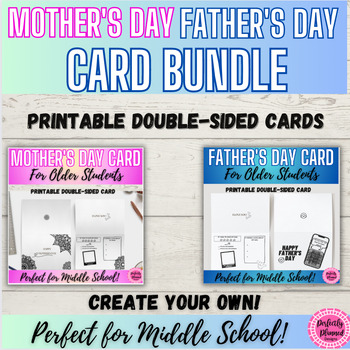 Preview of Mother's Day Card | Father's Day Card | BUNDLE | Middle School Secondary Craft
