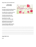 Mother's Day Card From Middle School Poem and Fill In for 