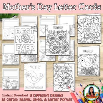 Preview of Mother's Day Card Letter Writing Coloring Activity SET