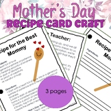 Mother's Day Card Recipe Craft for Kids