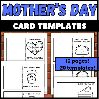 Preview of Mother's Day Card Template Craft | Fine Motor Scissors Activities & worksheets