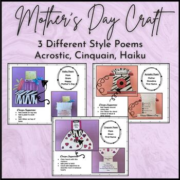 Preview of Mother's Day Card or Craft Poem Writing for Mom, Grandma or Special Person