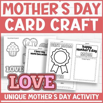 Preview of Mother's Day Card to Color, Printable Color, Cut & Paste Activity for Mom
