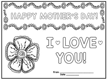 Mother's Day Coloring Cards by Dana's Wonderland | TpT