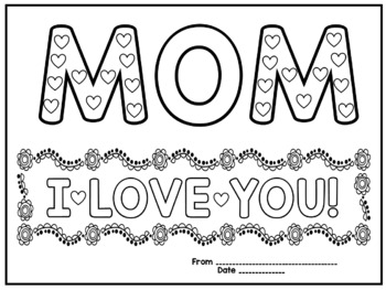 Mother S Day Coloring Cards Worksheets Teachers Pay Teachers