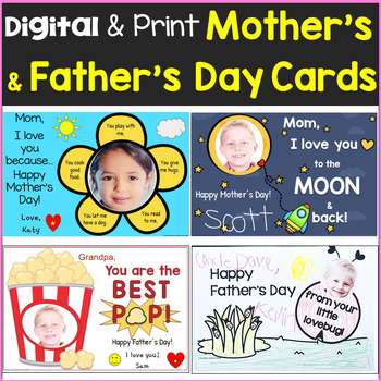 Preview of Mother's Day Cards & Father's Day Cards Print & Digital Student Photos Bundle