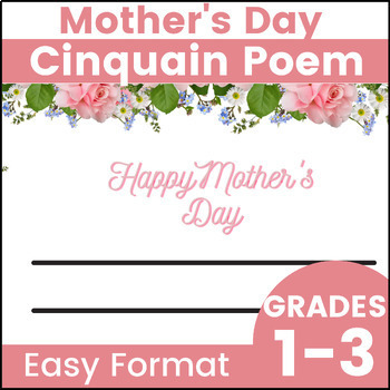 Preview of Mother's Day Cinquain Poem Grades 1-3 Color or B&W With Instructions