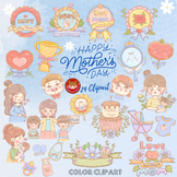 Mother’s Day Clipart Set :  {Mom and Child graphic color PNG.}