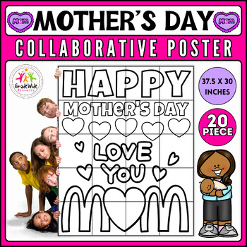 Preview of Mother's Day Collaborative Coloring Poster Craft Kit | Bulletin Board Project