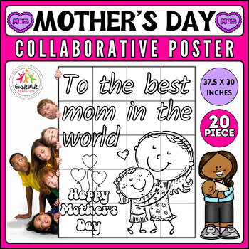 Preview of Mother's Day Collaborative Coloring Poster & Craft | Mother's Day Coloring Pages