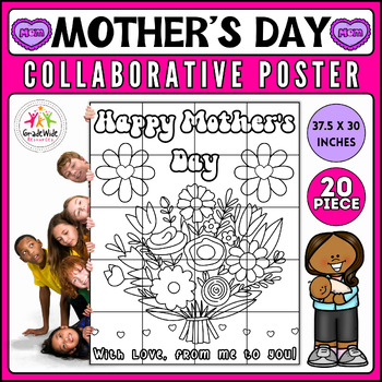 Preview of Mother's Day Collaborative Coloring Poster Craft | Mother's Day Craft, Project