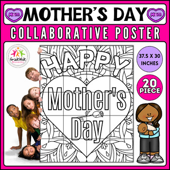 Preview of Mother's Day Collaborative Coloring Poster & Craft Project | Bulletin Board