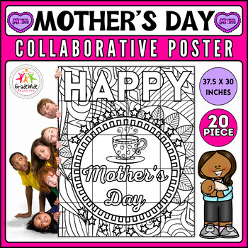 Preview of Mother's Day Collaborative Coloring Poster & Craft Project, Bulletin Board Art