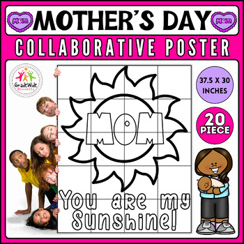 Preview of Mother's Day Collaborative Poster Craft, You Are My Sunshine Bulletin Board