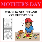 Mother's Day Color By Number and Coloring Pages
