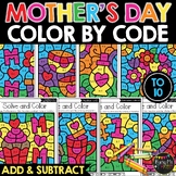 Mother's Day Color by Code Addition and Subtraction to 10 