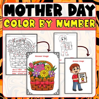 Preview of Mother's Day Color by Number, Coloring Page, Craft - Activities, Printable, Art