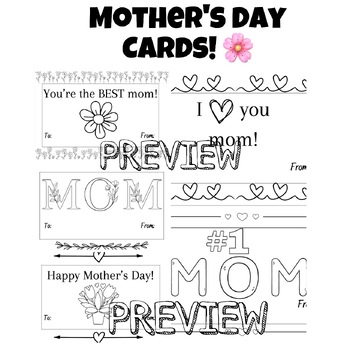 Preview of Mother's Day Coloring Cards!