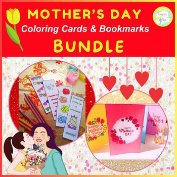Preview of Mother’s Day Coloring Cards & Bookmarks Bundle | June Activity