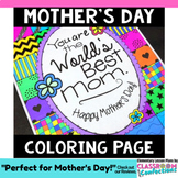 Mother's Day Coloring Page Activity : World's Best Mom Gift Idea
