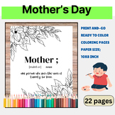 Mother's Day Coloring Pages Paintable Cards Gift Idea