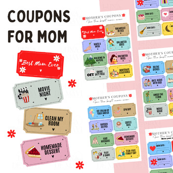 Preview of Mother's Day Coupons | Mom Gift | Instant Download Gift (Editable!)