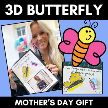 Preview of Mother's Day Craft - 3D Butterfly Mother's Day Card Free Template