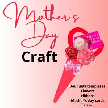 Preview of Mother's Day Craft Bouquet Card Flower Ribbons Letter To Mom